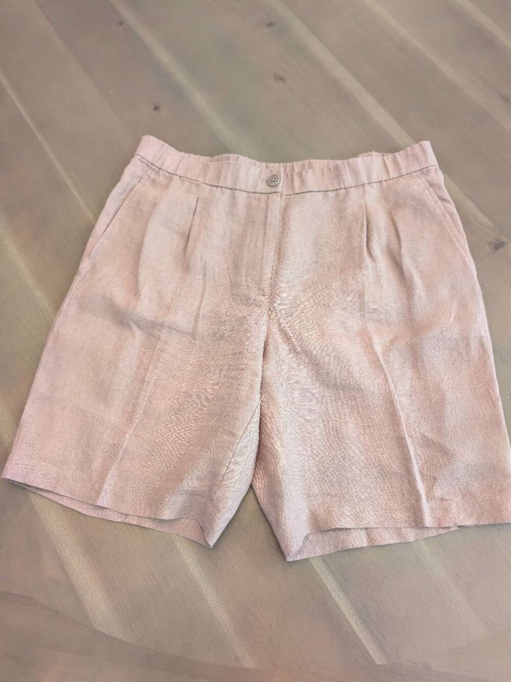 Eileen Fisher Organic Linen Shorts M Cocoa | Like New | Capsule Wardrobe